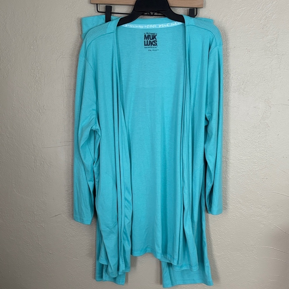 MUK LUKS 2 Piece Sleep and Lounge Set, Teal, PXL Women’s Petite